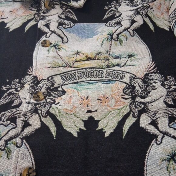 Rebel Vengeance Shacket Men's Large Cherubims And Oasis Print Non Ducor Duco. - Picture 7 of 11